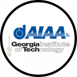 Georgia Tech AIAA logo, a white circle with blue letters A I A A and black letters saying Georgia Institute of Technology.