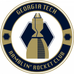 Georgia Tech Ramblin' Rocket Club logo, a gold and dark blue circle.